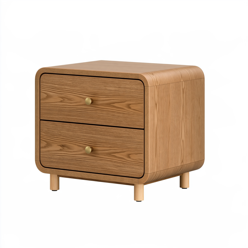 Nachttisch 60 x 40 x 55 cm Holzbraun aus Holz mit 2 Schubladen im Retro-Stil