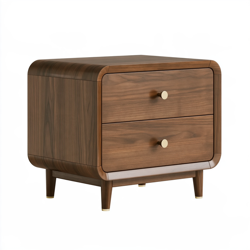 Nachttisch 60 x 40 x 55 cm Holzwerkstoff Walnussbraun mit 2 Schubladen Retro-Stil