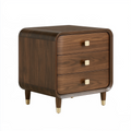 Nachtkommode 60 x 45 x 65 cm Walnuss Holz mit 3 Schubladen Retro-Stil