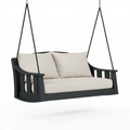 Hängesofa 140 x 75 x 60 cm aus Metall Schwarz Creme für Außenbereich