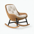 Schaukelstuhl 100 x 70 x 95 cm Rattan Holz Beige Natur mit Metallgestell