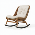 Schaukelstuhl 100 x 70 x 95 cm Rattan Holz Beige Braun - gepolstert