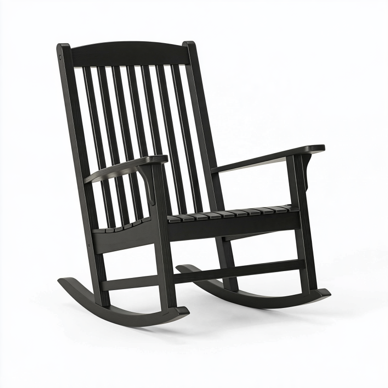 Schaukelstuhl 86 x 66 x 114 cm Schwarz Holz mit hoher Rückenlehne