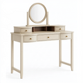 Schminktisch 120 cm Holzwerkstoff Creme mit rundem Spiegel und Schubladen