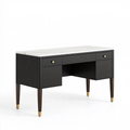 Schreibtisch 140 x 60 x 76 cm Schwarz Holzwerkstoff Marmoroptik Modern mit 5 Schubladen
