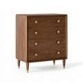 Kommode 90 x 45 x 100 cm walnussbraun mit vier Schubladen Mid Century Stil