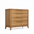 Kommode 100 x 45 x 95 cm aus Holz in Naturbraun mit vier Schubladen im Retro-Stil