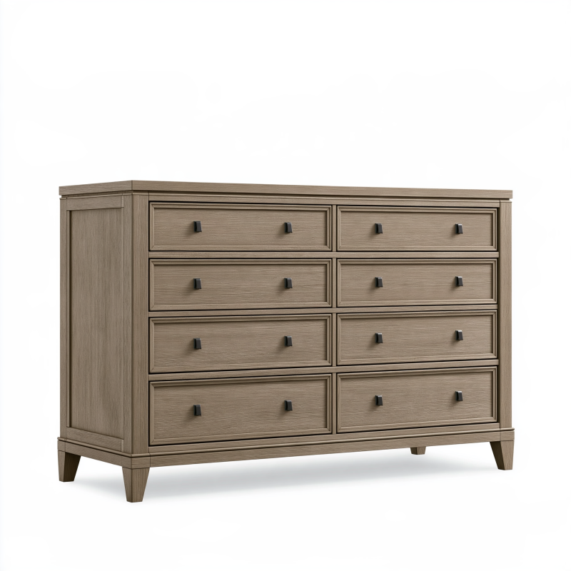 Kommode 160 x 45 x 95 cm Holz braun mit 8 Schubladen im Landhausstil