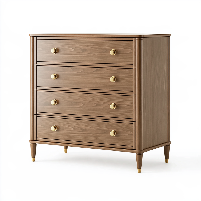 Kommode 90 x 45 x 100 cm Holz Braun mit 4 Schubladen klassischer Stil