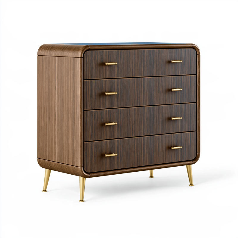Kommode 100 x 45 x 90 cm Holzwerkstoff Braun mit 4 Schubladen im Retro-Stil