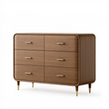 Kommode 140 x 45 x 85 cm in Nussbraun aus Holz mit 6 Schubladen im Retro-Stil