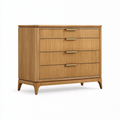 Kommode 100 x 45 x 90 cm Holzwerkstoff Naturbraun mit 4 Schubladen im Mid-Century-Stil